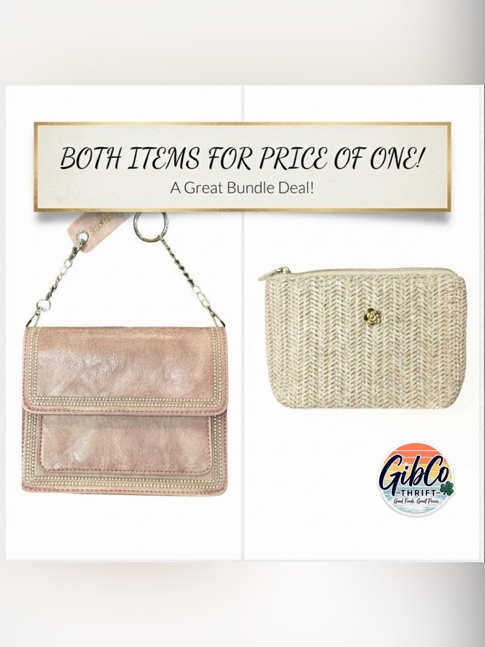 Stylish Bundle with Dusty Rose Faux Leather Crossbody and a Woven Vanity Case